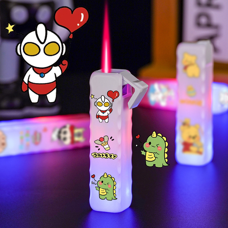 Cute cartoon pink flame lighter butane gas sanrio lighter for cigarette