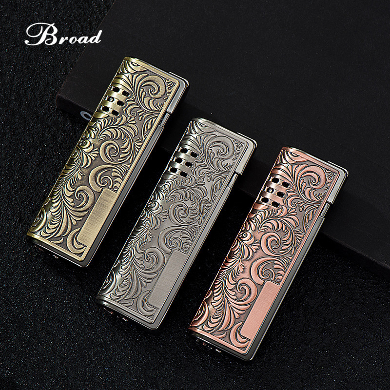 Broad Leaf Flower Metal Lighter Butane Gas Windproof Lighter