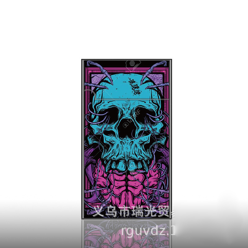 Butane gas  windproof lighter skull green flame double-sided customization metal lighter