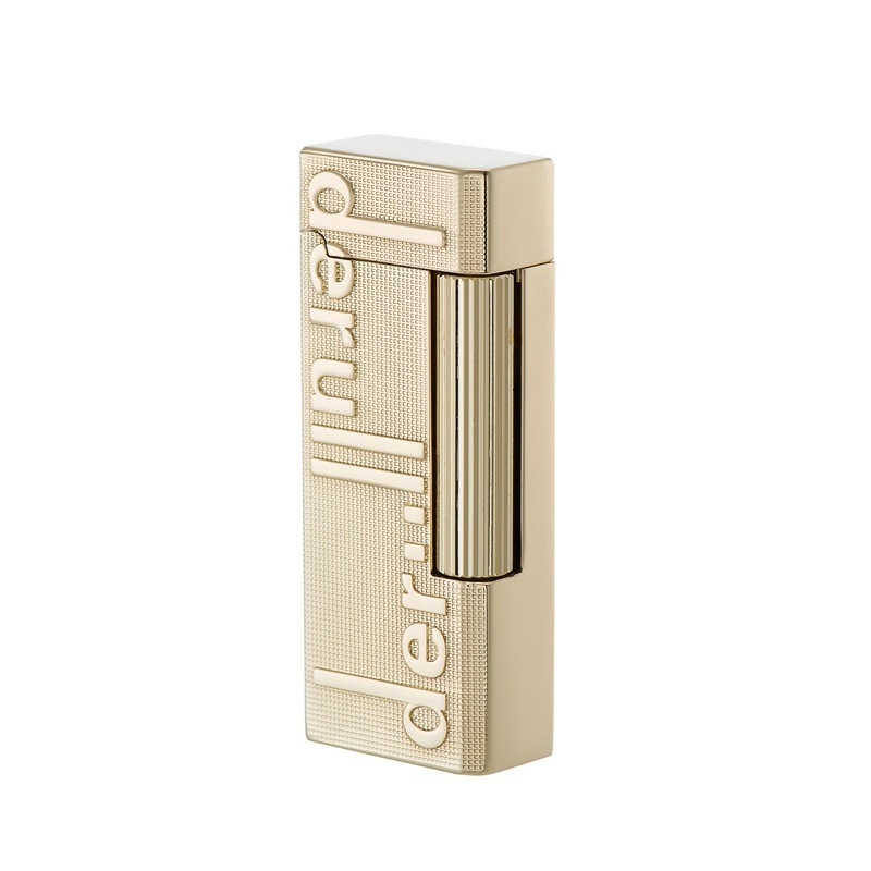 Derui business cigarette lighter butane gas gold color flame lighter