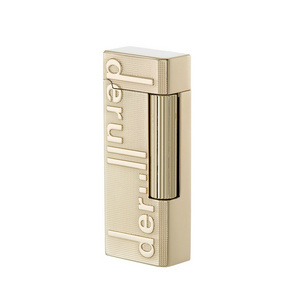 Derui business cigarette lighter butane gas gold color flame lighter