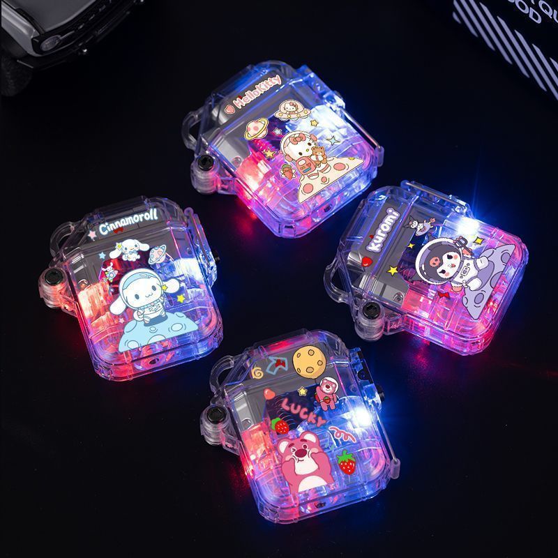 Waterproof Transparent Flashing Light Sanrio Lighter Astronaut Kuromi Hello Kitty Windproof Lighter Refilled Gas