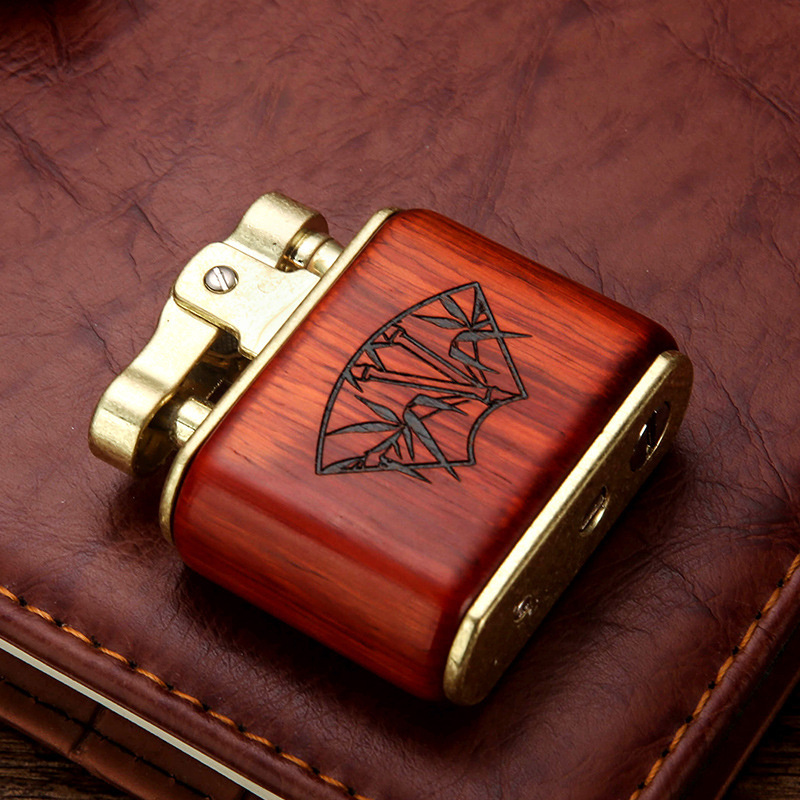 Sandalwood Retro Kerosene Lighter For Men Smoking Oil Metal Lighters Cigar Torch Lighter