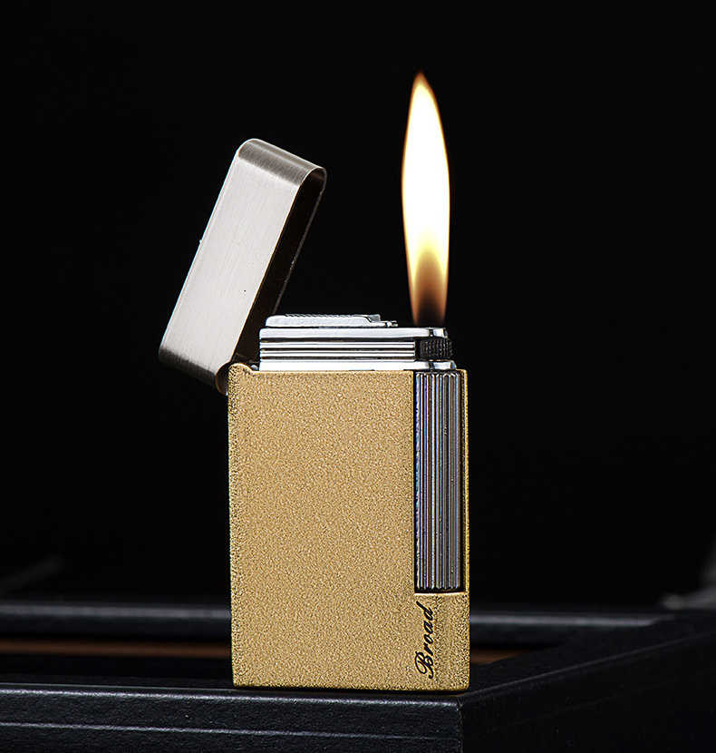 Broad Grinding wheel butane gas open flame metal lighter for cigarette