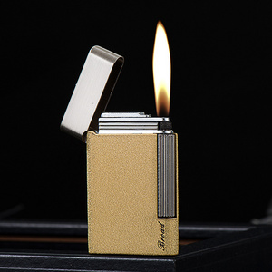 Broad Grinding wheel butane gas open flame metal lighter for cigarette