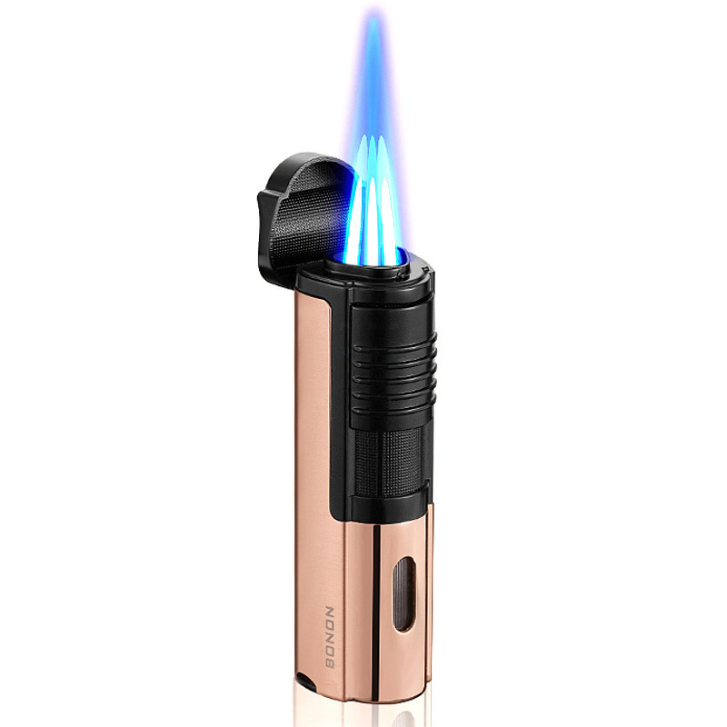 Inflatable torch cigar lighters three punches of flame outdoor BBQ lighter with cigar cutter