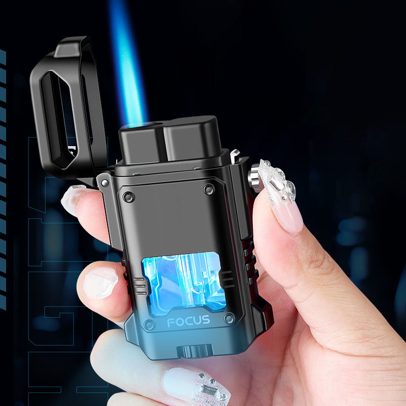 FOCUS Metal gas lighter windproof flash blue flame torch lighter