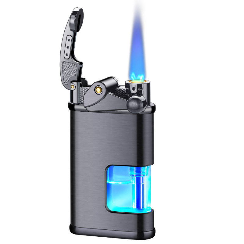 Rocker Arm Lighter With LED Light Cool Color Change Butane Torch Lighters for Men Smoking