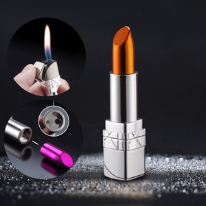 New creative fancy lighter ladies lipstick Open flame women lighters in bulk wholesale