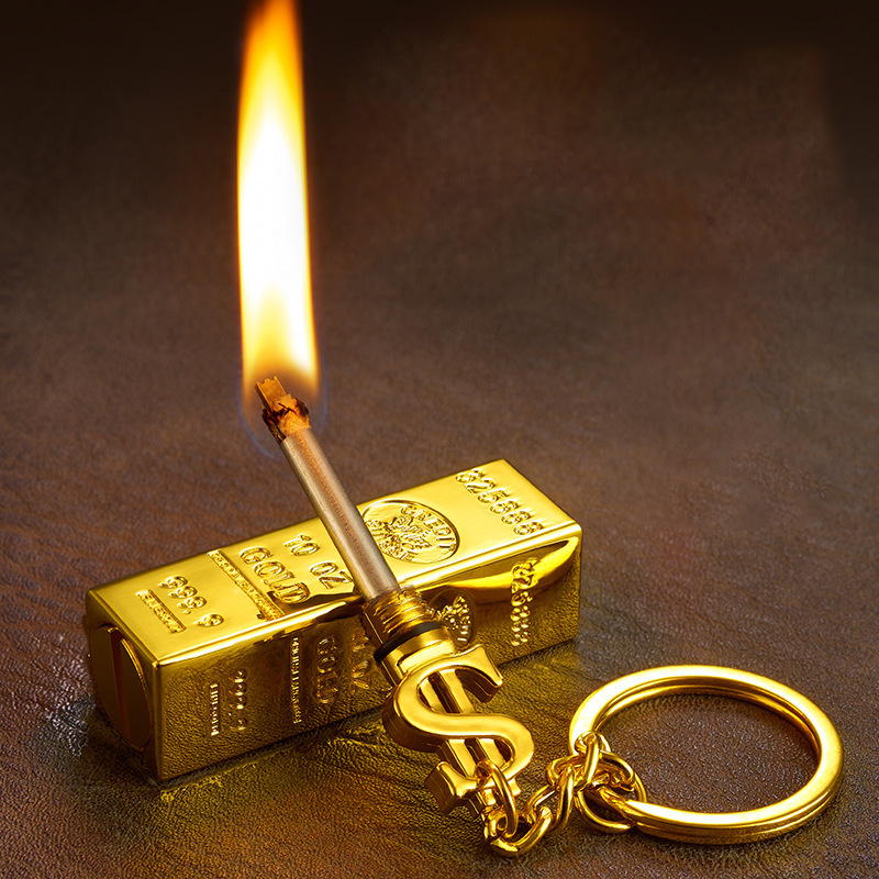 Gold bar ten thousand matches kerosene lighter multi-function keychain oil lighter