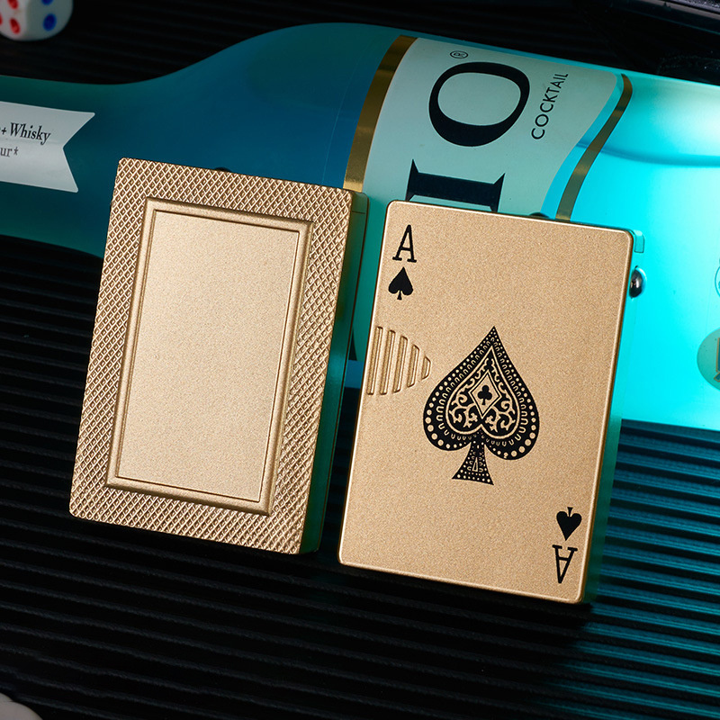 Poker with counterfeit bill detector lighter creative playing card lighter inflatable windproof green flame