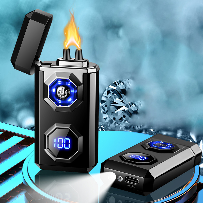 High power arc flame lighter large capacity power display USB rechargeable arc lighter