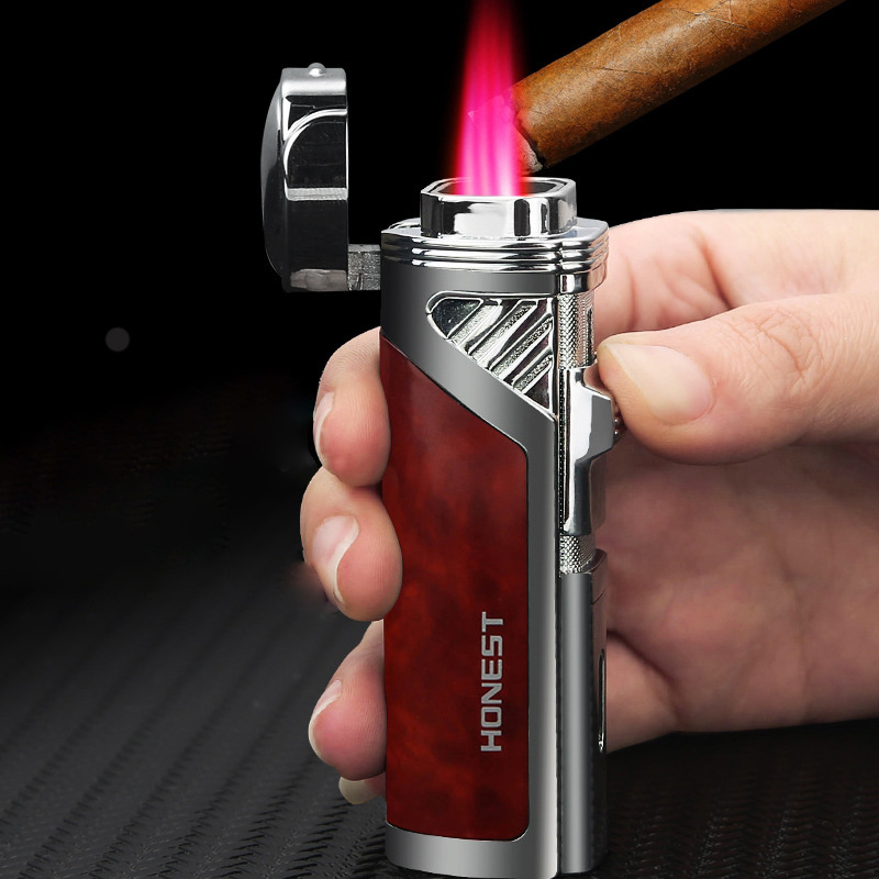 HONEST torch lighter multi-function cigar knife four fire red flame cigar lighter