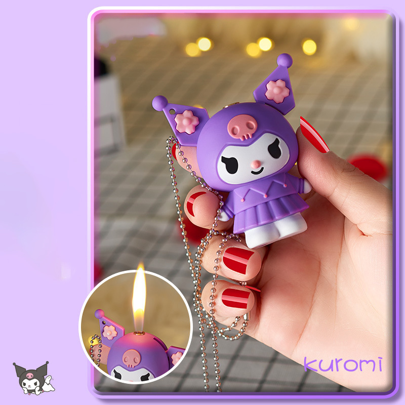 3D Kuromi Lighter Open Flame Butane Gas Cartoon Cute Lighter For Girls