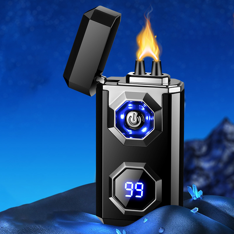 High power arc flame lighter large capacity power display USB rechargeable arc lighter