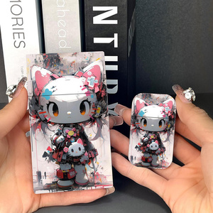 Doodle Cigarette case and gas lighter set cool hello kitty pink flame lighter