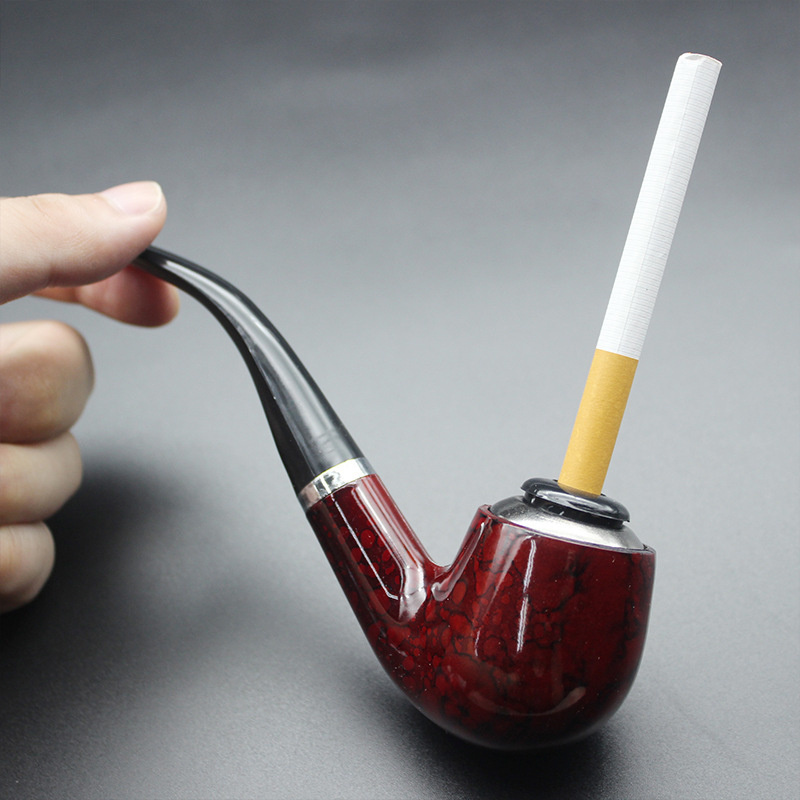 Cigarette Shredded Dual-purpose Resin Pipe Tobacco Pipe Handmade Smoking Pipe with Accessories and Gift Box