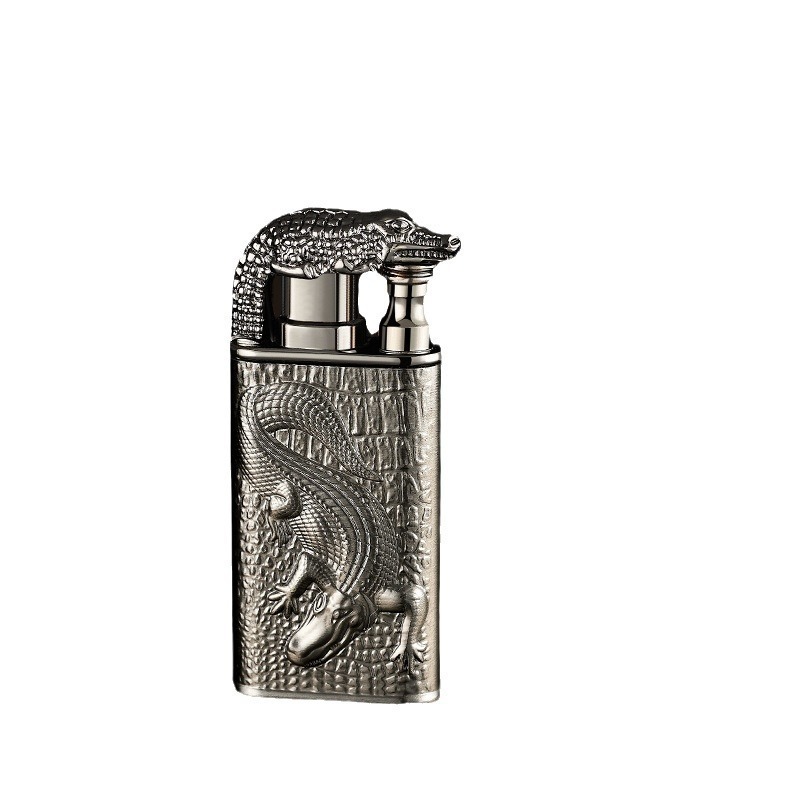 Tiger/Crocodile/Dragon/Wolf/Dolphin Lighter Embossed Double Fire Butane Gas Cigarette lighter