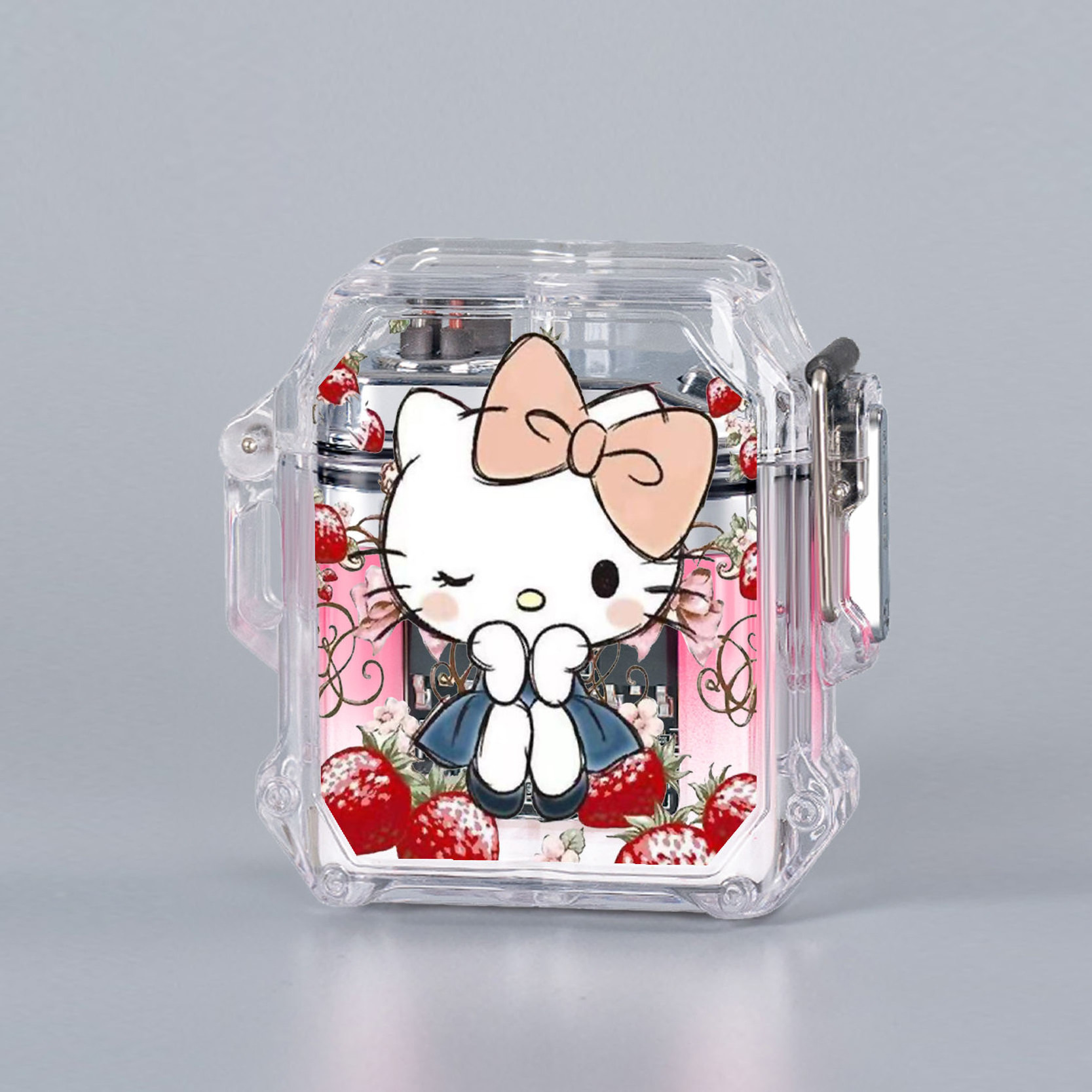 Waterproof Arc Lighter Pink Cartoon Kuromi Hello Kitty Outdoor With COB Lighting USB Rechargeable Lighter