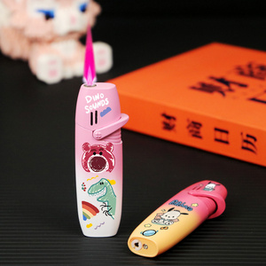 Long strip inflatable lighter windproof pink flame cute kuromi hello kitty lighter