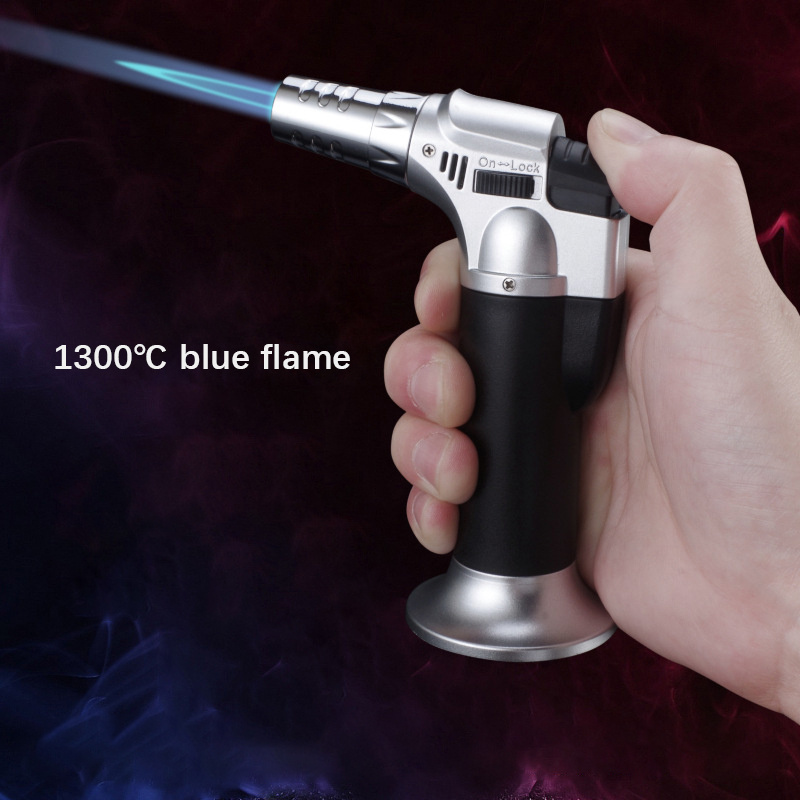 Portable torch lighter cigar spray gun barbecue lighter igniter outdoor camping one key to lock the fire