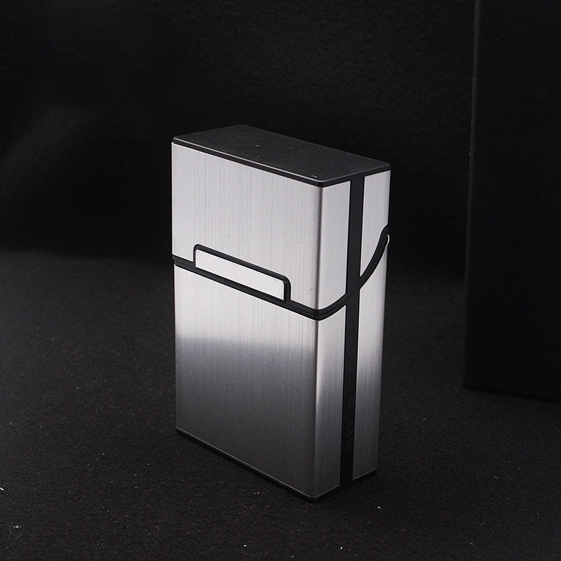 Custom logo Laser marking brushed aluminum cigarette case 20pcs men's plastic metal cigarette box