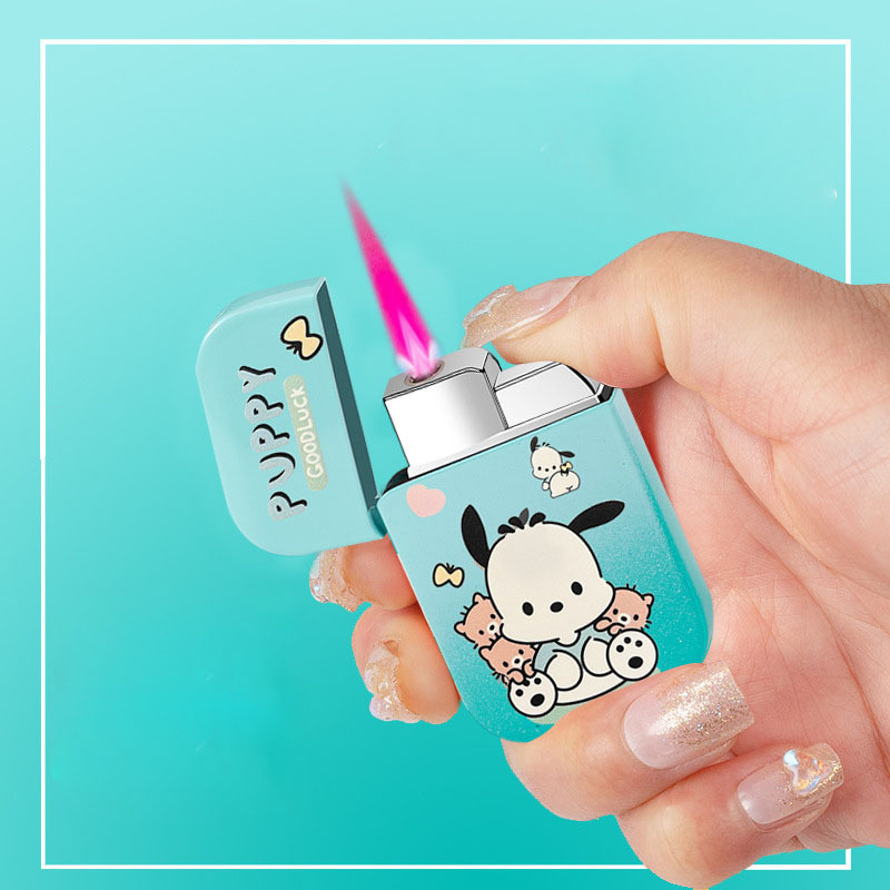 Gradual Azure Cartoon lighter cute hello kitty Puppy dog astronaut kuromi lighter pink flame