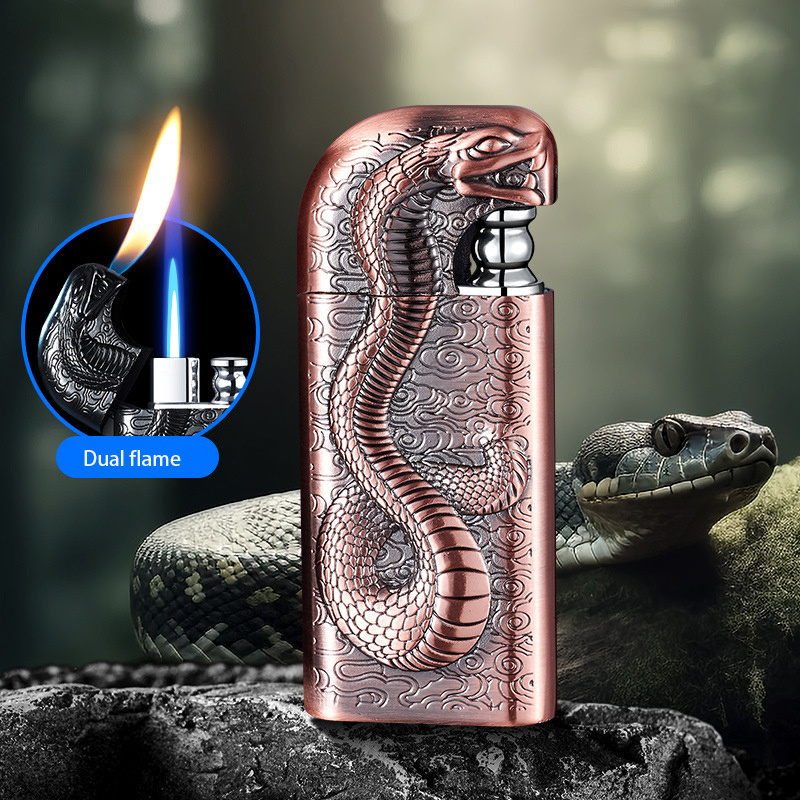 Snake king double fire lighter meta torch conversion open flame inflatable lighter