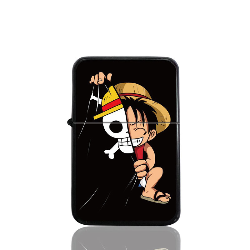 One Piece Anime Lighter Cheap Refillable Windproof Lighters With Custom Logo Pattern Traditional Kerosene Cigarette Lighter