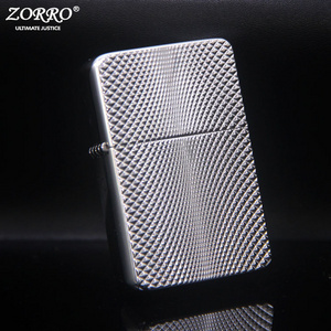 Zorro vintage grinding wheel kerosene lighter carved wavy pattern smoking lighter