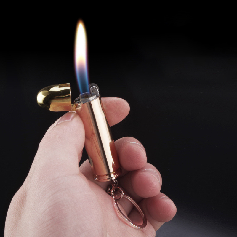 Wholesale Round bullet Lighter Open flame Lighter Metal Cigar Cigarette Lighter For Man Gift