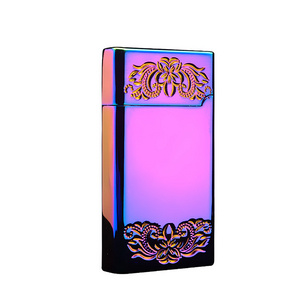 Wholesale Classic Business Style Refillable Butane Jet Flame Lighter with Custom Logo Pink Flame Lighter