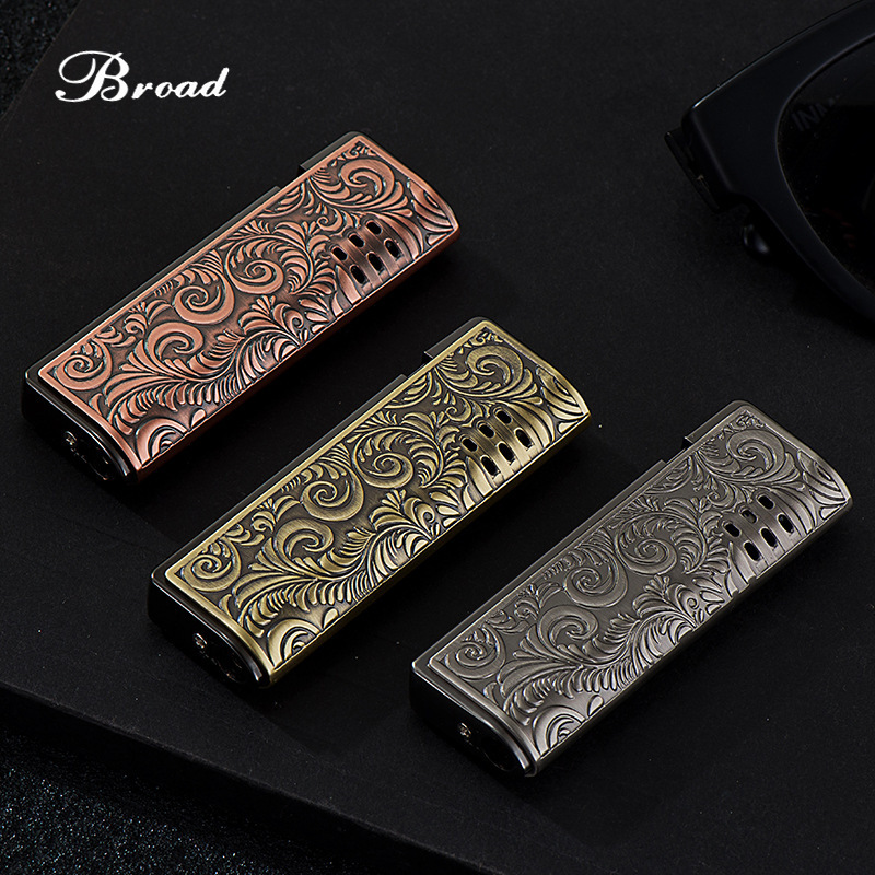 Broad Leaf Flower Metal Lighter Butane Gas Windproof Lighter