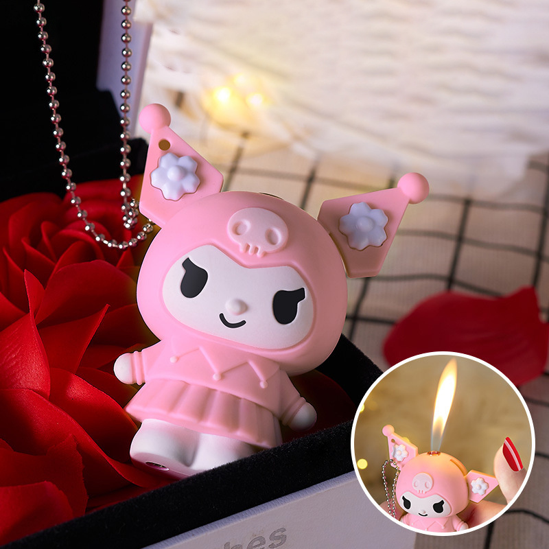 3D Kuromi Lighter Open Flame Butane Gas Cartoon Cute Lighter For Girls