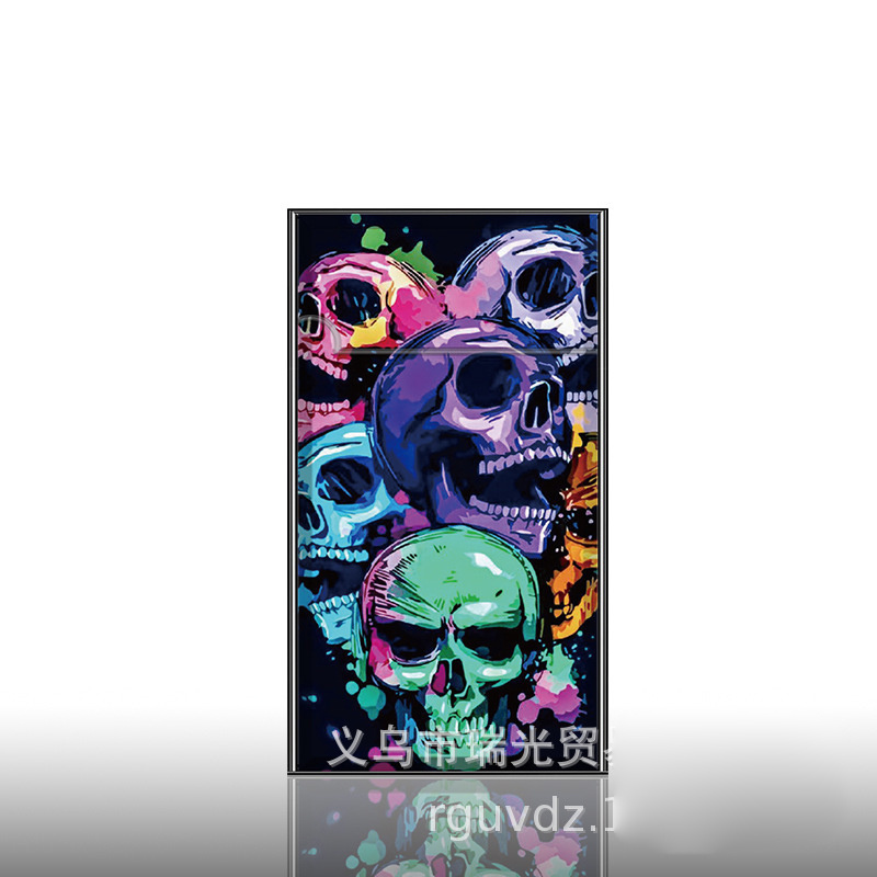 Butane gas  windproof lighter skull green flame double-sided customization metal lighter