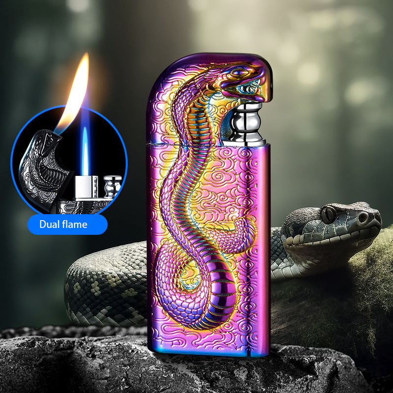 Snake king double fire lighter meta torch conversion open flame inflatable lighter