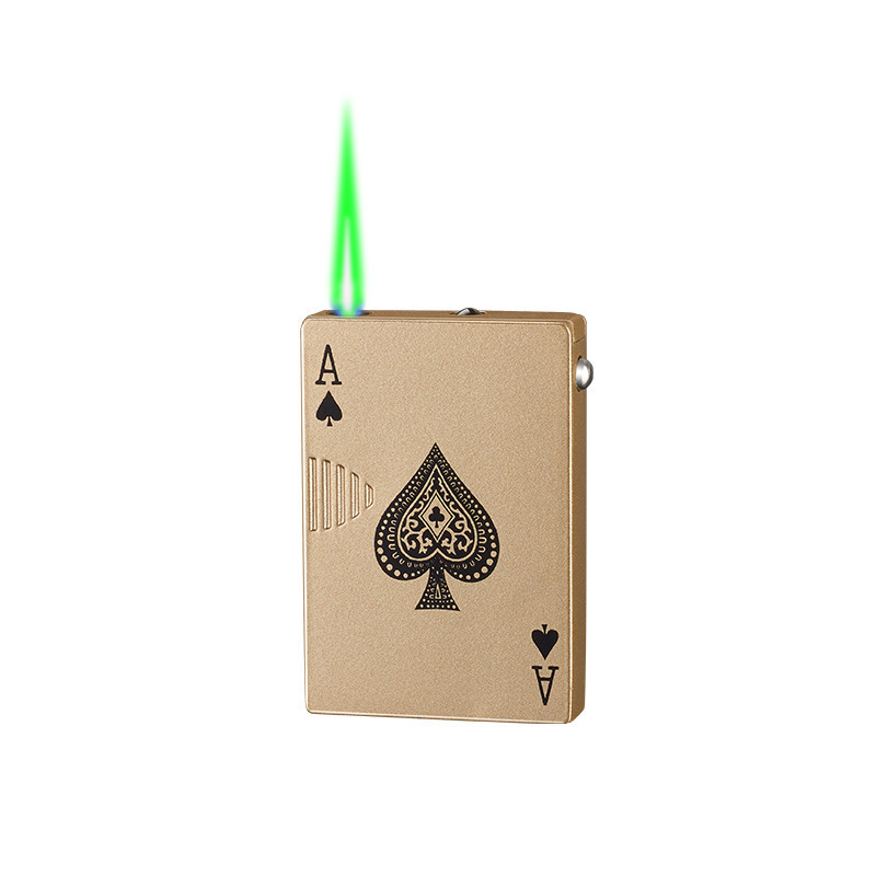 Poker with counterfeit bill detector lighter creative playing card lighter inflatable windproof green flame