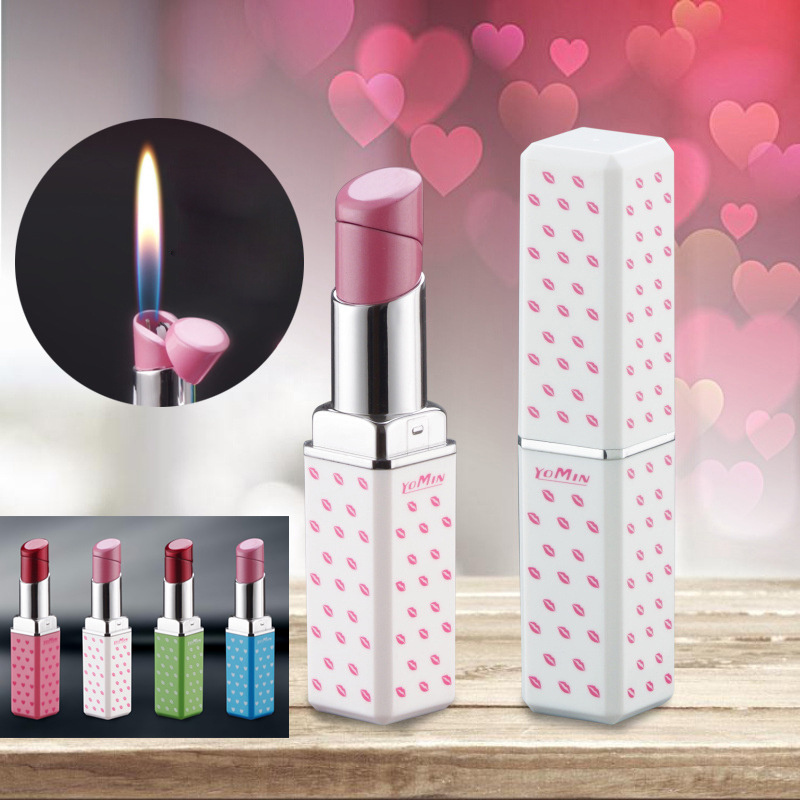 Ladies lipstick with lid inflatable flame lighter unique lighters gas lighter refill