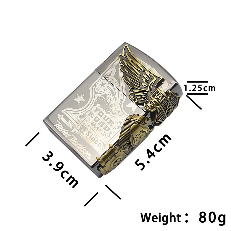 Z-1205 Eagle Pattern Metal Gas Lighter Inflatable Butane Fire Windproof Cigarette Lighter China factory wholesale