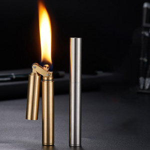 Pure copper nunchaku lighter cigarette grinding wheel old vintage mini slender bar lighter