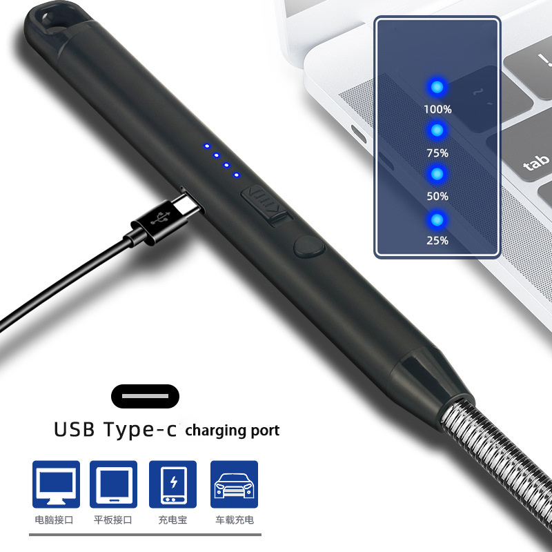 USB Type-C charging port lighter Electric Arc BBQ Lighter metal elbow 360 degrees Free Spins lighter for Candle