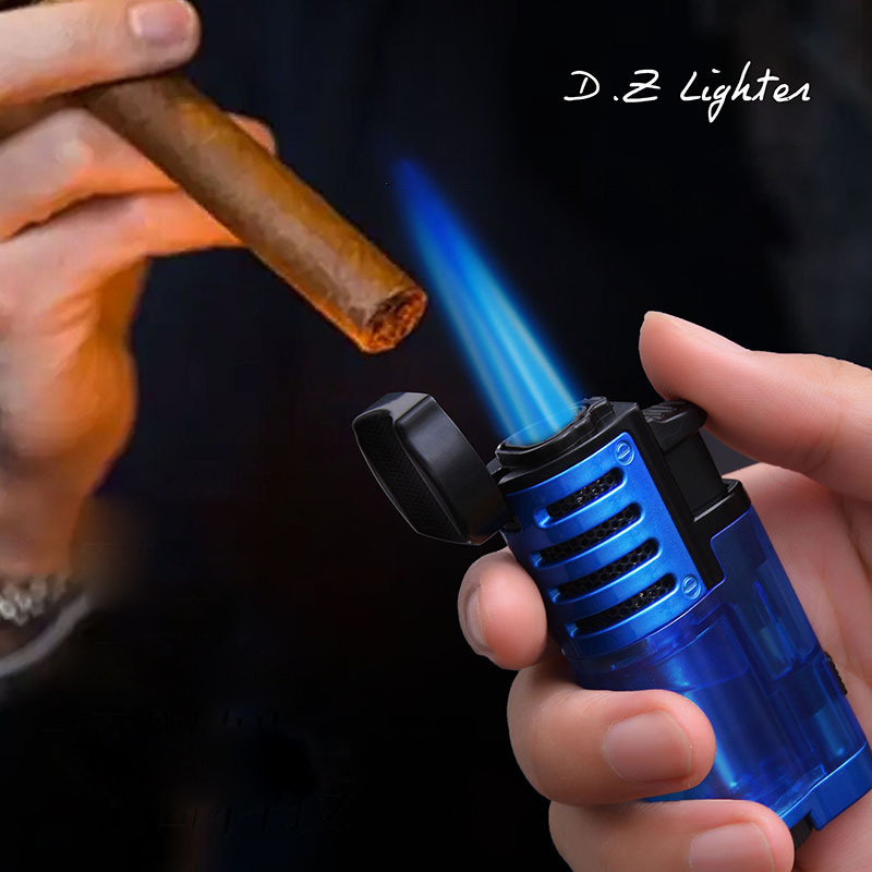 Butane transparent three fire torch lighter outdoor portable cigar inflator wholesale