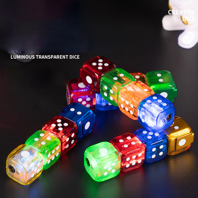 Flash Dice Green Flame Windproof Lighter LED Lights Cool Styling Butane Gas Cigarette Lighter