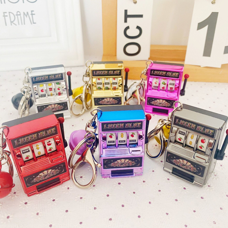 Mini Game Fruit Machine Slot Machine Bell Keychain Jewelry Cartoon Cut Backpack Pendant Camera Shape Keychain For Boy