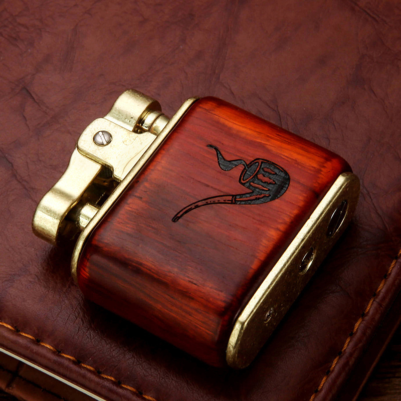 Sandalwood Retro Kerosene Lighter For Men Smoking Oil Metal Lighters Cigar Torch Lighter