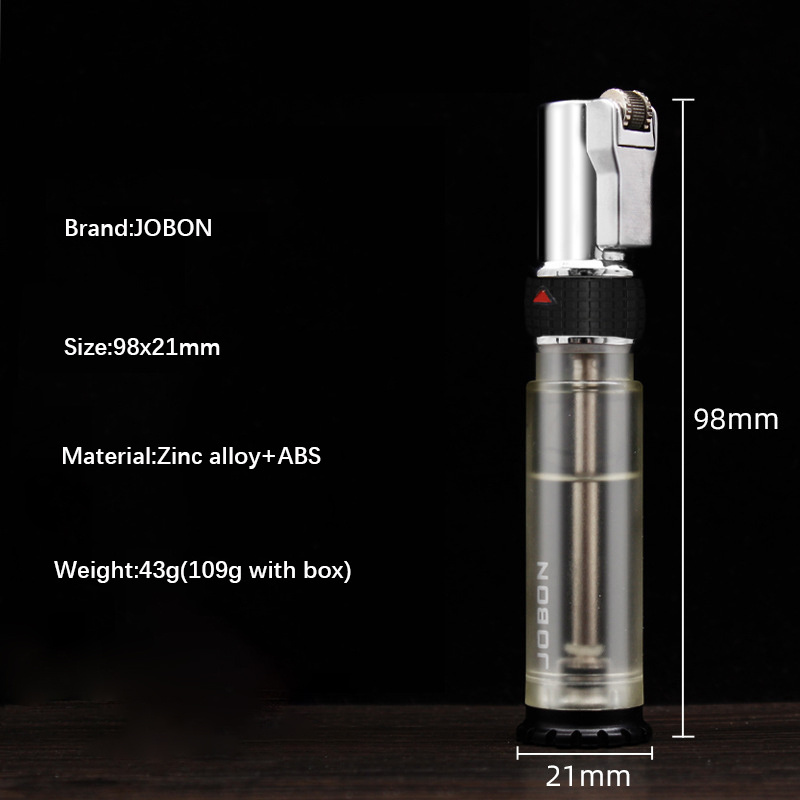 Jobon long strip inflatable windproof lighter lock the fire visible window cigarette lighter