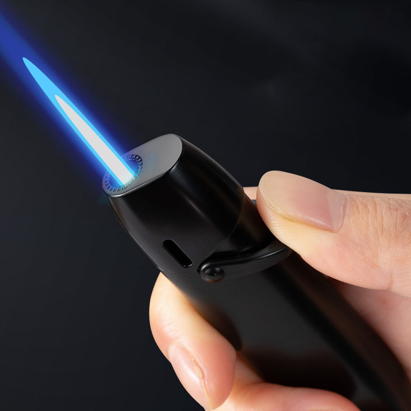 Zinc alloy mini cigarette lighters black portable windproof lighter blue flame