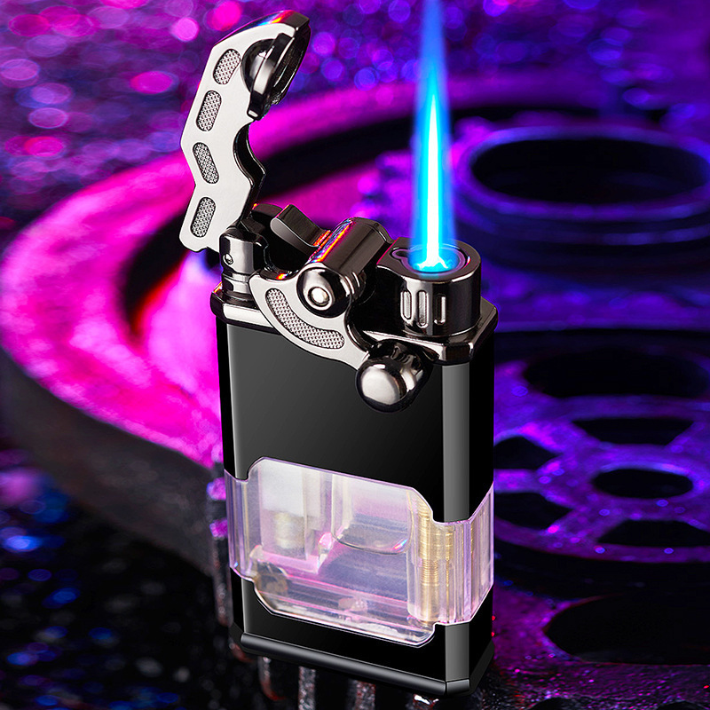 Hollow chamber rocker arm windproof inflatable jet torch lighter butane lighter cigarette