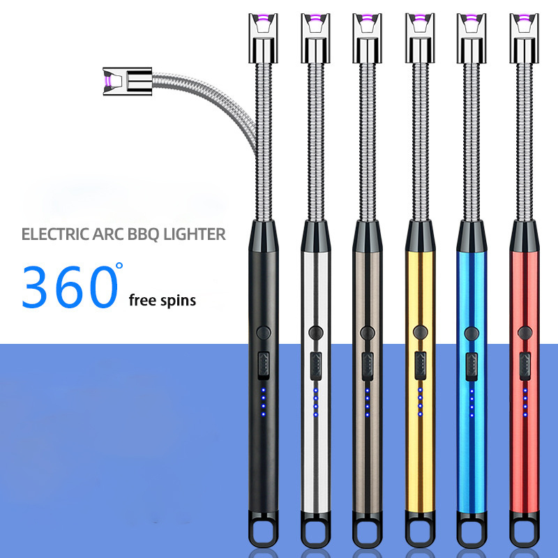 USB Type-C charging port lighter Electric Arc BBQ Lighter metal elbow 360 degrees Free Spins lighter for Candle