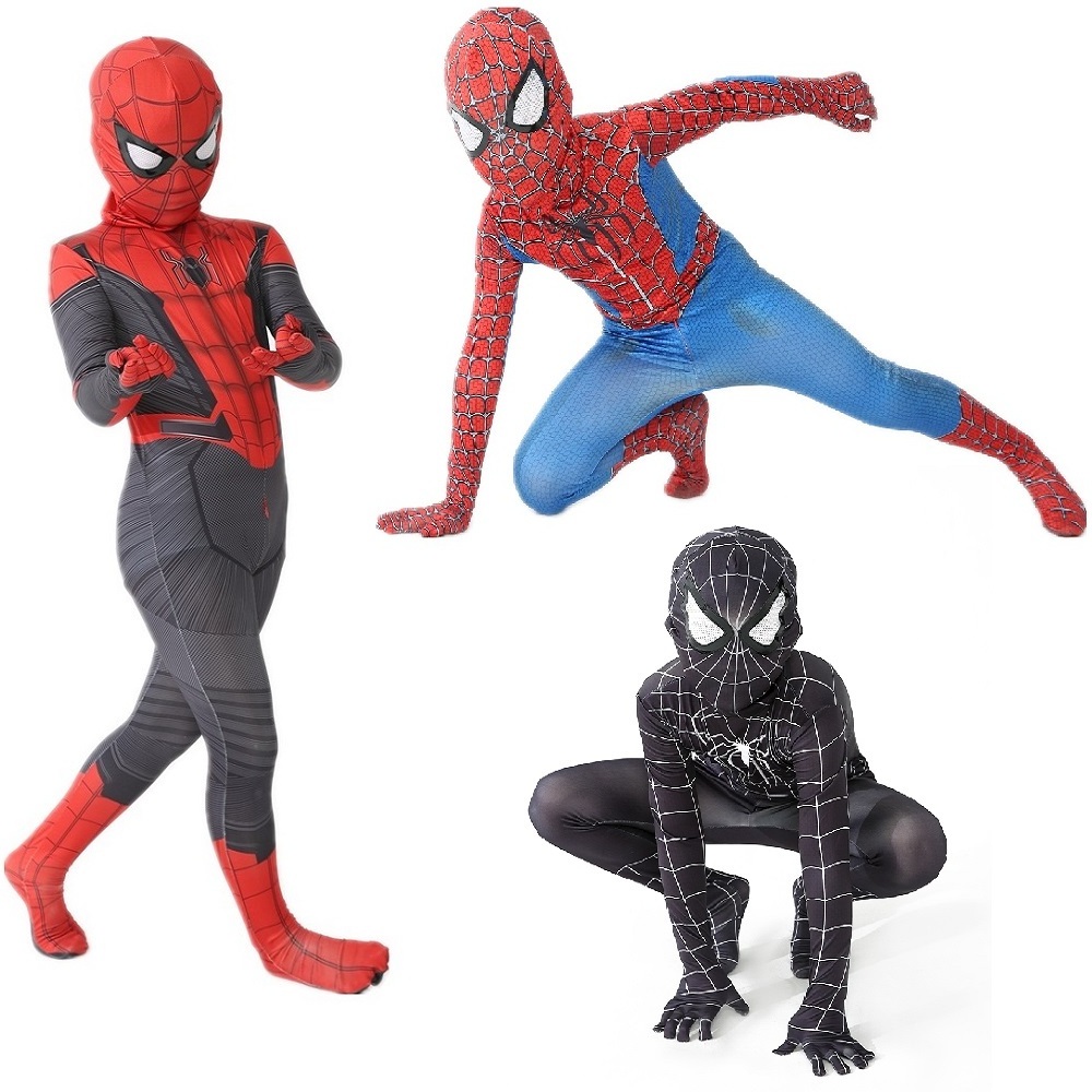 New Miles Morales Far From Home Cosplay Costume Zentai Spiderman Costume Superhero Bodysuit Spandex Suit for Kids Custom Made